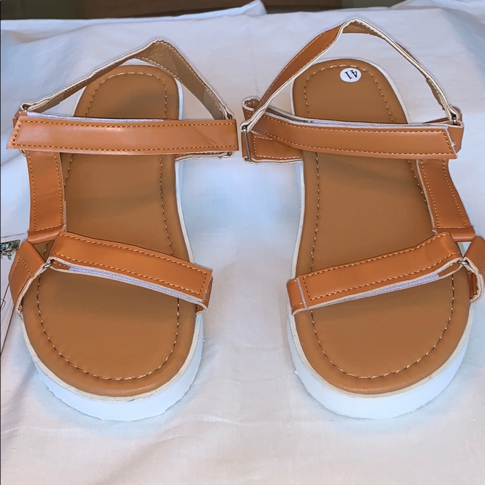 Dad Sandals in Tan and white. Women’s Size 11.
